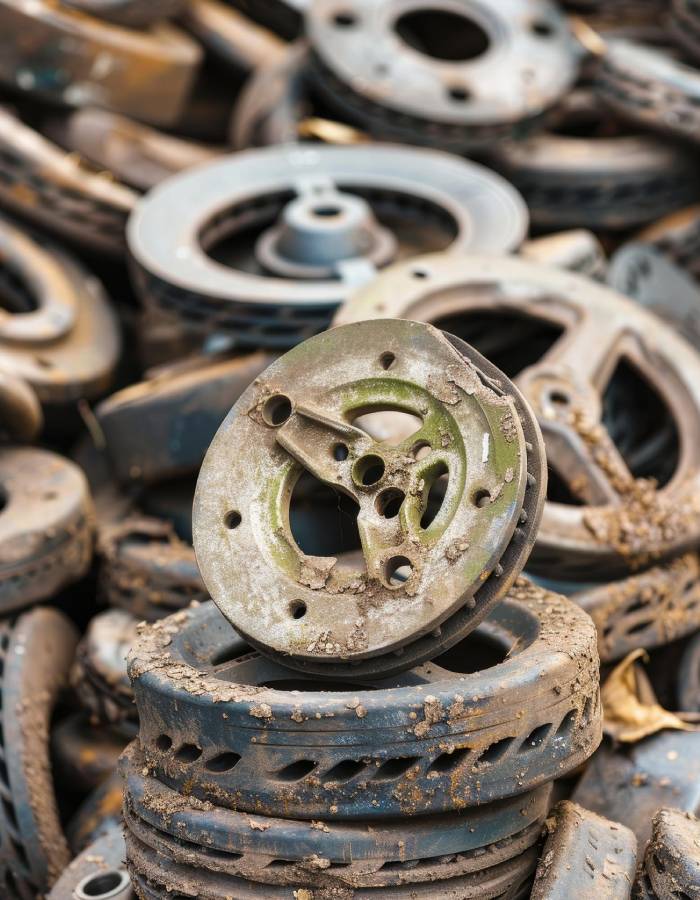 Pièces métalliques et ferraille récupérées pour recyclage